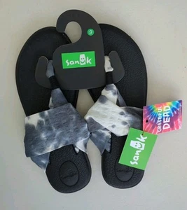 Sanuk Women's Yoga Mat Sling size 9 Grateful Dead Sandals 1116195 Tie Dye Gray - Picture 1 of 3