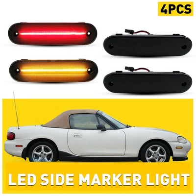 4X LED Side Marker Light Smoked Lens Front Rear FOR MAZDA MX-5 MIATA 1990-2005 - Image 1 of 4