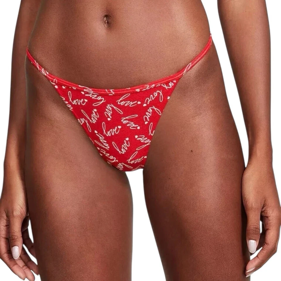Victoria's Secret Mujer Lápiz Labial Rojo Love Acanalado Tanga en V Panty Talla XXL Foto 1 de 4