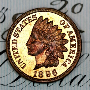 * 1896 CAMEO * PRISTINE++ GEM PROOF INDIAN HEAD PENNY * FROM ORIGINAL COLLECTION - Picture 1 of 3