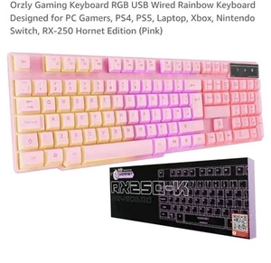 Pink Gaming Keyboard For PS5 PS4 Xbox PC Gaming LED RGB Backlit - Pink Orzly - Picture 1 of 4