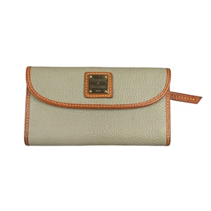 Dooney & Bourke Pebble Grain Continental Clutch Leather Wallet Beige - Picture 1 of 11
