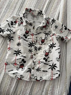 Camisa de algodón abotonada Mickey Mouse de comida chatarra para niños talla S Foto 1 de 4