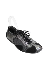 Zapatillas deportivas Prada para mujer con cordones de gamuza de cuero negras plateadas talla 39 - Imagen 1 de 11