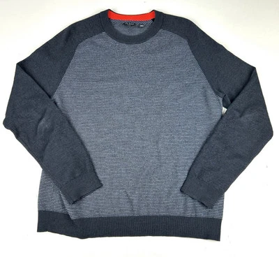 TED BAKER Mens Size 6 Gray Striped Wool Blend Crew Neck Sweater - Image 1 of 4
