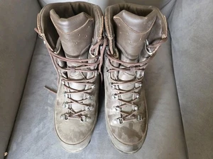 British Army Brown Leather Haix Cold Wet Weather Goretex Combat Boots - 10M #196 - Picture 1 of 4