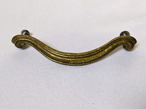 Vintage Brass Queen Anne Scroll Ribbon Drawer Pull Center MULTIPLES AVAILABLE - Picture 1 of 2