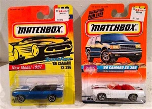 (2) MATCHBOX '69 Camaro SS 396 Convertible White & Blue #40 MIP NEW 1996 1997 - Picture 1 of 2