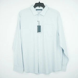 Perry Ellis Herren Hemd XXL blau weiß Geo 100 % Baumwolle neu mit Etikett $ 89,50 - Bild 1 von 12