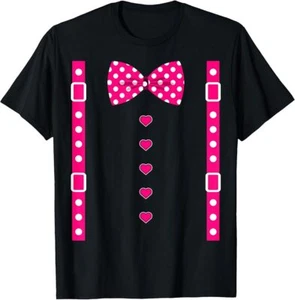 Hearts Bow Tie & Suspenders Valentines Day Boys Toddler Kids T-Shirt - Picture 1 of 23