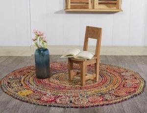 Rug Jute & Cotton Reversible Handmade Carpet Rustic Modern Look Living Area Rug - Picture 1 of 8