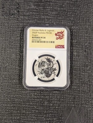 2022 Australia REVERSE PROOF 70 PLATINUM 1 Oz Perfect Coin $100 Year the Dragon - Image 1 of 4