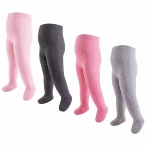 Hudson Baby Cable Knit Tights, 4-Pack, Pink and Charcoal - Picture 1 of 1