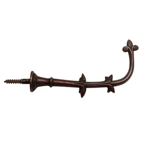 Antiguo gancho de árbol de pasillo con tornillo de brazo alargado de vid de bronce - Imagen 1 de 4
