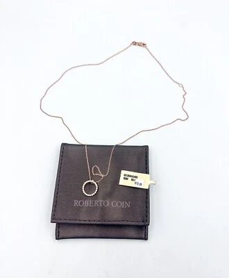 Collar colgante pequeño de diamantes de oro rosa de 18 quilates Roberto Coin - $870 al por menor Foto 1 de 4