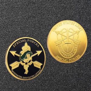 Ejército de los Estados Unidos Fuerzas Especiales Boinas Verdes Libertad Chapado en Oro Desafío Moneda Regalos - Imagen 1 de 10