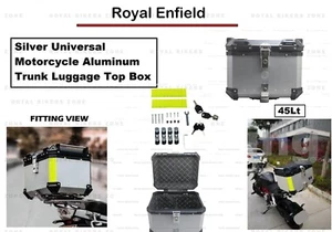 Silver "Trunk Luggage Top Box With Lock" Fit For Royal Enfield - Picture 1 of 13