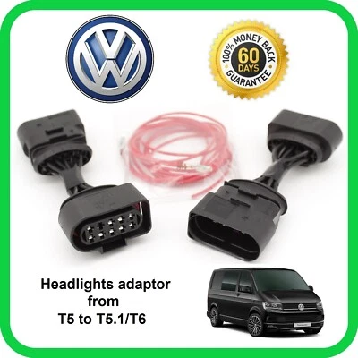 Transporter T5 To T5.1 T6 Facelift Headlight Adaptor Harness Upgrade Conversion - Image 1 of 4