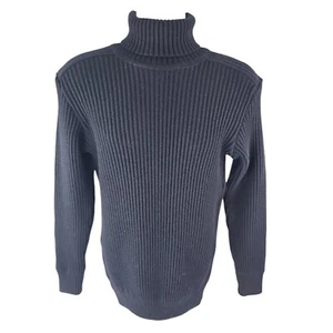 SNS Herning Men's Fang Wool Rib Knit Turtleneck Sweater Thick Chunky M Blue - Picture 1 of 18