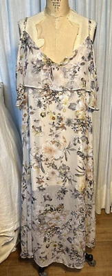 I Jeans By Buffalo Womens Long Floral Chiffon Dress Sz XL Pre-owned  - Image 1 of 4