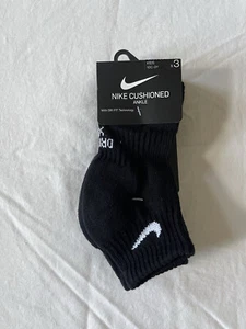 NIKE CUSHIONED ANKLE 3 PACK SOCKS KIDS 10C- 3Y DRI - FIT Technology FREE SHIPP - Picture 1 of 4