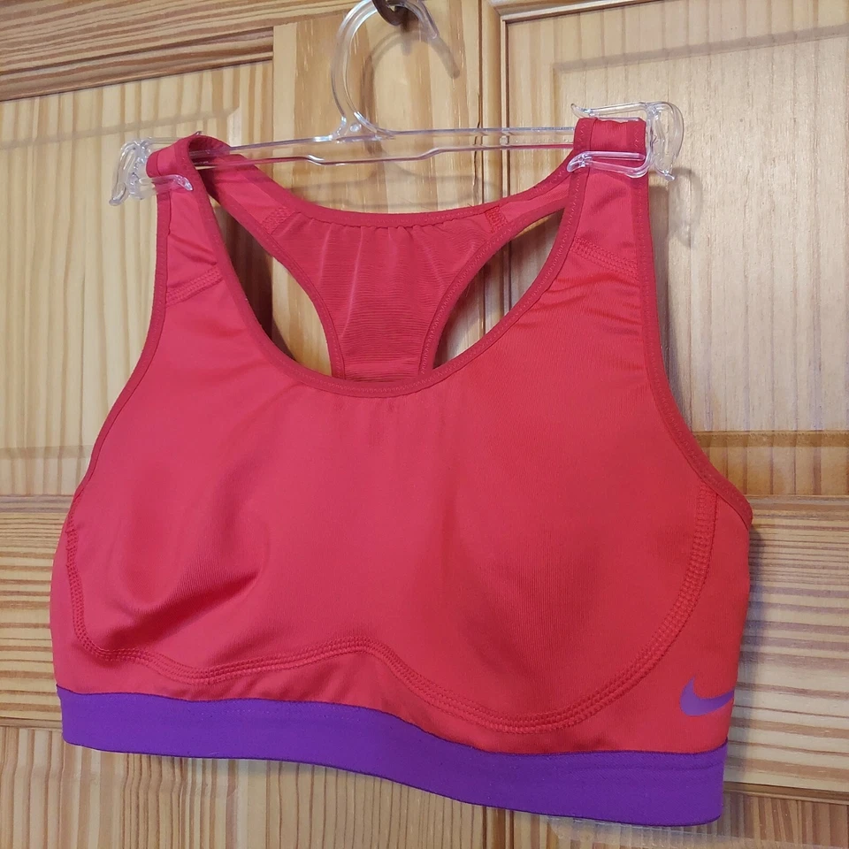 NIKE PRO FIERCE Dri-Fit Medium Support Sports Bra 620279 Crimson Purple Small S - Image 1 of 4