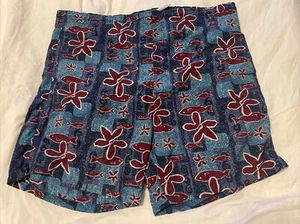 Trader Bay Mens Trunks Swim Shorts Green Floral Fish Drawstring Medium - Picture 1 of 3