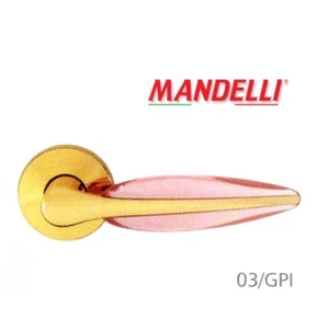 Maniglia Mandelli serie DUO art.3121 Oro + Metacrilato Rosa per porte interne - Foto 1 di 2