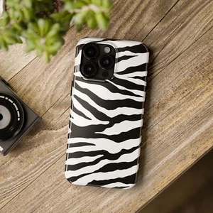 Zebra Print Pattern Tough Phone Case, Extra Layer Protection, iPhone Samsung - Picture 1 of 36