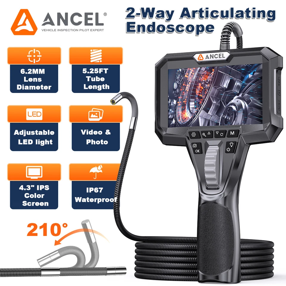 1.6M Endoskop mit 4.3" LCD 1080P HD Inspektionkamera IP67 Rohrkamera Endoscope - Bild 1 von 4