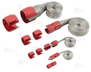 Anodized Red Braided Steel Sleeve Kit - Vacuum Fuel Lines/Heater Radiator Hoses - Picture 1 of 1