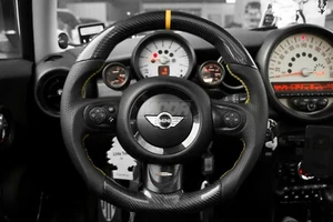 Mini CooperS R56 R61 JCW Sport Steering Wheel Carbon Fiber Yellow Strip - Picture 1 of 3