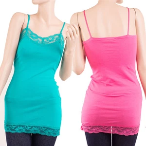 Basic Lace Adjustable Spaghetti Strap CAMI TANK Top Layering Plus S ~3XL T-L1002 - Picture 1 of 27