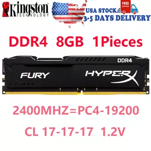 HyperX FURY DDR4 8GB 2400 MHz PC4-19200 Desktop RAM Memory DIMM 288PINS 1x 8GB - Picture 1 of 9