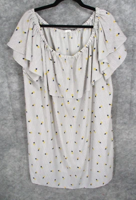 Soprano Womens Dress 3XL Flowy Off The Shoulder Ruffle Stretch Striped Pineapple - Image 1 of 4