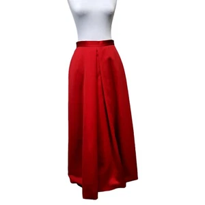 Vintage 90s Black Tie by Oleg Cassini 14 Red Satin Pleated Formal Skirt Prom - Picture 1 of 5