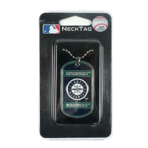 Siskiyou MLB Seattle Mariners Metal Tag Necklace with Beaded Chain Cover