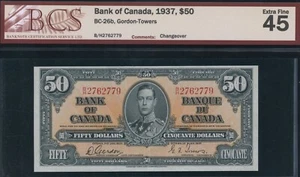 Bank of Canada $50, 1937 - BC-26b. BCS Extra Fine 45. S/N: B/H2762779 - Picture 1 of 2