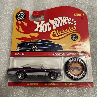 Nuevo Hot Wheels Classics Serie 4 '67 PONTIAC GTO CONVERTIBLE Púrpura 40 Aniversario T4 Foto 1 de 4