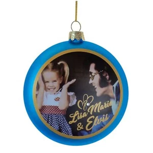 Kurt Adler Glass Ornament for Christmas Tree, Elvis Presley and Lisa Marie Disc - Picture 1 of 3