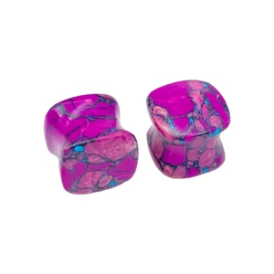 Pair of Purple Turquoise Crystal Naga Body Piercing Jewelry Gauges Plugs - Picture 1 of 9