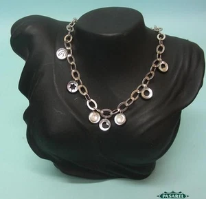 Neues Design Sterlingsilber schwarz Silikon und Mondstein Halskette - Bild 1 von 4