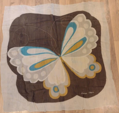 "Bufanda mariposa grande de gasa de seda de diseñador Hanae Mori 34"" x 34" - vintage" Foto 1 de 4