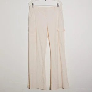 Theory Women's Cream Wide Leg Cargo Pants Trousers Size 10 - Picture 1 of 14