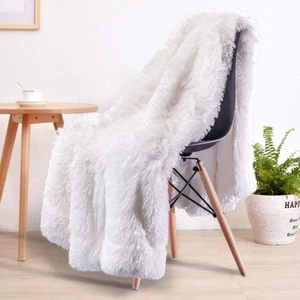 Super Soft Shaggy Faux Fur Throw Blanket, Plush Fuzzy Sherpa Throw Blanket for C - Picture 1 of 12