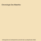 Chronologie Des Manetho, Georg Friedrich Unger