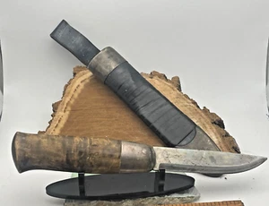 Vintage David Anderson Handmade Puukko Knife with Silver tipped sheath Norwegian - Picture 1 of 9