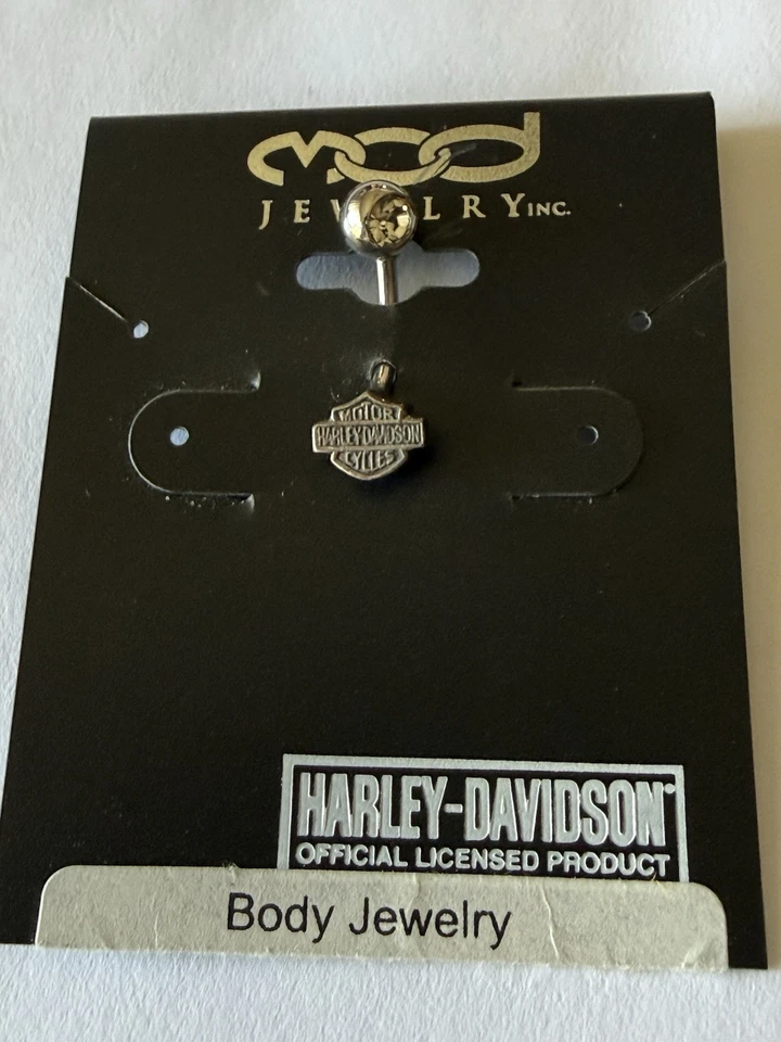 Harley-Davidson Mujer Blanco Circonita Barra y Escudo Vientre Joya Foto 1 de 2