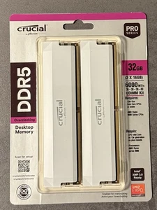 Crucial Pro DDR5 RAM 32GB Kit (2x16GB) 6000MHz CL36 Expo XMP Arbeitsspeicher Neu - Bild 1 von 3