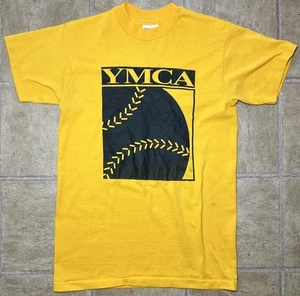 Vintage 90s YMCA Baseball T-Shirt Mens Small Eagle USA Tag - Distressed STAINED - Picture 1 of 11